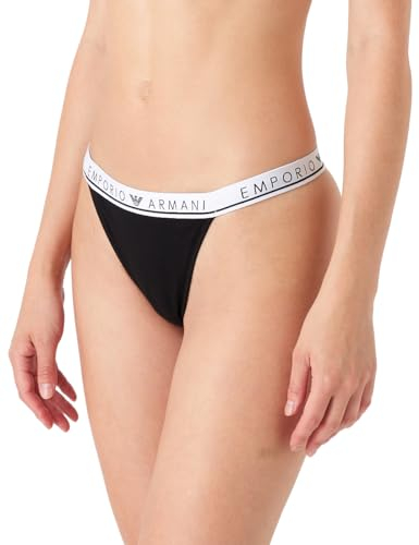 Emporio Armani Women's 2-Pack Iconic Logoband T-Thong, Black, X-Small