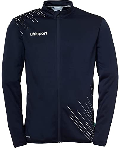 uhlsport Score 26 Classic Jacke Herren Sport Fußball Trainingsjacke Sweatshirt Jacke Sweatjacke - elastischer Ausgehanzug mit Reißverschluss-Taschen, marine/weiß, 128
