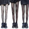 Leeelyan 3 Paar Netzstrumpfhose Schwarz Halloween,Netz Strumpfhose,Strumpfhose mit Totenköpfen und Spinnennetz,Halloween Strumpfhose für Damen,Tag der Toten,Karneval Netz Strümpfe für Erwachsene