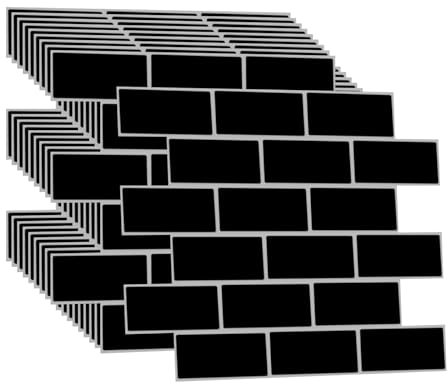 Fantasnight Stick on Tiles Black, Tile Stickers 10 pcs, Peel and Stick Tiles Waterproof, Removable Self Adhesive Vinyl Wall Tile Stickers for Bathroom, 2D Backsplash for Kitchen 30 x 30cm