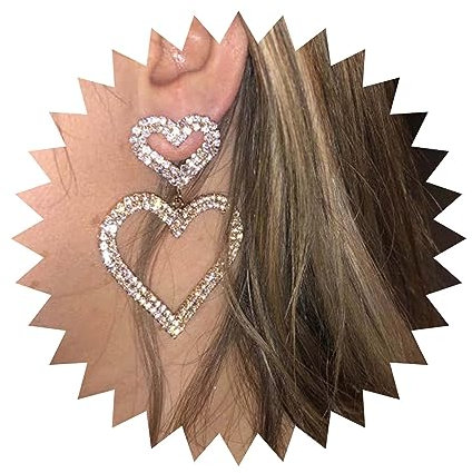 Inateannal Vintage Strass Cuore Goccia Orecchini Di Cristallo Amore Cuore Orecchini Grande Cuore Vuoto Dangle Orecchini D'oro Cz Cuore Perno Gioielli Per Le Donne E Le Ragazze