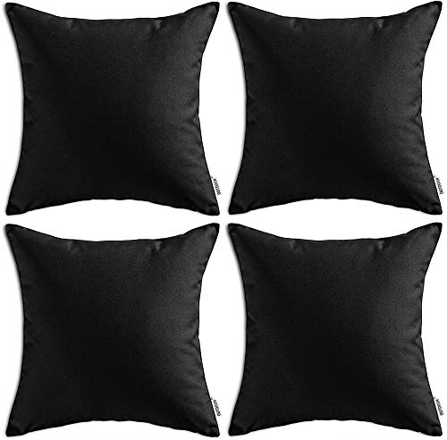 MIULEE 4er Set Outdoor Kissenbezug wasserdichte Kissenbezüge Sofakissen Dekorativ Couchkissen Wetterfeste Kissenhülle Zierkissen Bezug Weich für Sofa Couch Outdoor Garten Balkon 40x40 cm Schwarz