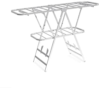 NAMUlA Wäscheständer zum Aufhängen und Trocknen von Kleidern, faltbar, für den Innenbereich, Edelstahl, Bodentrocknungsständer, Airfoil, Faltbarer Wäschetrockner, Kleiderständer Fashionable