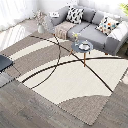 GX-YJX Teppich Moma, weich, gestreift, für Esszimmer und Schlafzimmer, Braun, 90 x 120 cm