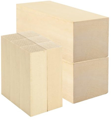 MEIDIV 8 bloques de madera de tilo de 2 tamaños, bloques grandes de madera tallada, bloques de madera para manualidades, tilo sin terminar para tallado de madera (20 x 7,5 x 7,5 cm, 10 x 2,5 x 2,5 cm)