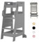 FUNLIO Torre de Aprendizaje con Red de Seguridad, Taburete Cocina Niños, Ajustable en Altura 3 Niveles, Montessori para Aprender, Fácil Montaje, Aprobado por CPC - Gris