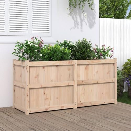 Cosisti Jardinière Bois jardinieres Exterieur Bac a Fleur Bois Lit Surélevé de Jardin Potager pour Cultiver Fleurs Herbes Plantes-Pin naturel-150x50x70 cm