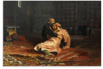 HDMMXEN Ilya Repin Gemälde: Iwan der Schreckliche und sein Sohn Iwan, Kunstposter, Bild, Druck, Wandkunst, Gemälde, Leinwand, Kunstwerke, Geschenkidee, Raum, ästhetisch, 20 x 30 cm