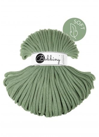 Cordoncino di cotone Jumbo Soft – 8 mm – Filo di cotone filato macramè filo di cotone naturale 100 m – verde eucalipto