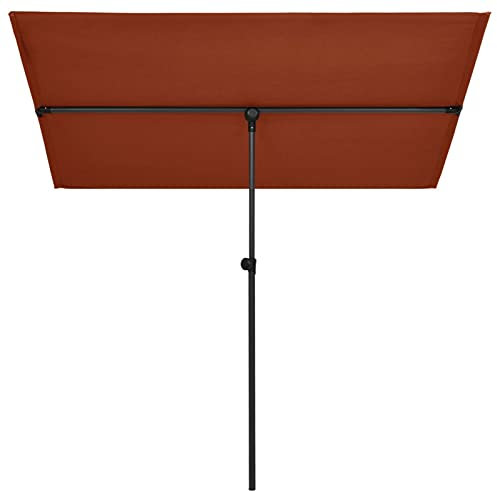 Homgoday Ombrellone da giardino palo in alluminio grigio antracite 2 x 1,5 m Ombrellone da terrazza esterno parasole grande impermeabile e protezione solare per terrazza spiaggia piscina, Terracotta,