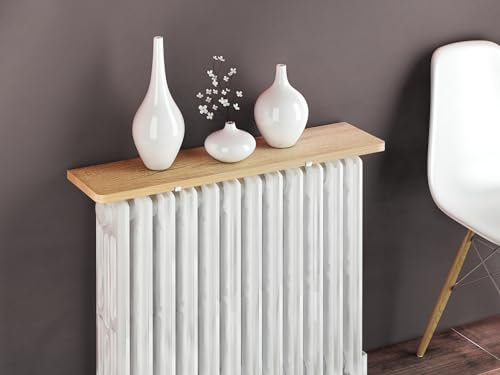 Tablette de radiateur en mélaminée réversible Hêtre/Chêne (80x12cm), sans perçage