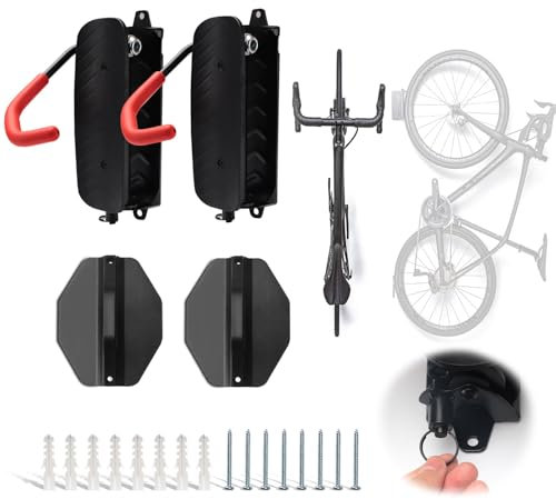 Swivel Bike Hanger for Garage,2pcs Swivel Bike Wall Mount,Vertical Bike Rack,Heavy Duty Metal Bicycle Storage Hanger Rack Holder,Space Saving Wall Bike Rack