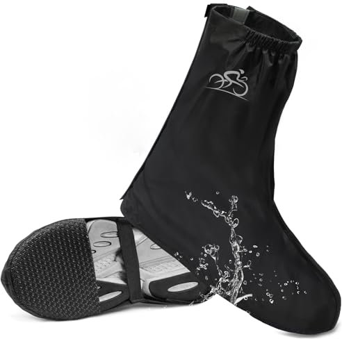 KAZATE Copriscarpe Impermeabili per Pioggia, Copri Stivali Scarpe Antipioggia, Riutilizzabili Impermeabile Copriscarpe Moto Ciclismo per Fango Neve, Unisex Copriscarpe Alto Bici, Nero (43-46)