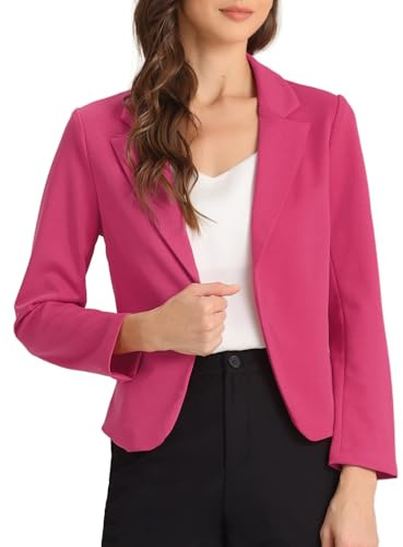 Allegra K Giacca da Donna Elegante Dressy Blazer con Apertura Anteriore Giacche Corta da Ufficio per Il Lavoro Rosa Caldo S