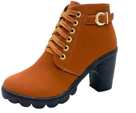 Generico Tronchetti Donna con Tacco, Stivali Invernali Donna Morbidi Eleganti, Scarponcini Vintage Boots Antivento Casual Stivali Alla Moda da Donna Classici Stivali Elasticizzati Donna Curvy
