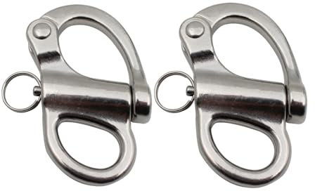 Vastsea 2 Pezzi 69mm-316 Grillo Girevole a Scatto, Moschettone a Sgancio Rapido, Grillo Girevole a Scatto in Acciaio Inossidabile con Anello Rotondo, Mano Tirare Fissaggio Grillo Rigging