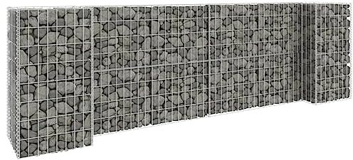 AUVYI Panier en pierre - Décoration de jardin - 260 x 40 x 80 cm - En forme de H - Gabion - Parterre surélevé - Poteaux de terrasse - Construction stable - Colonne de gabion - Fil d'acier