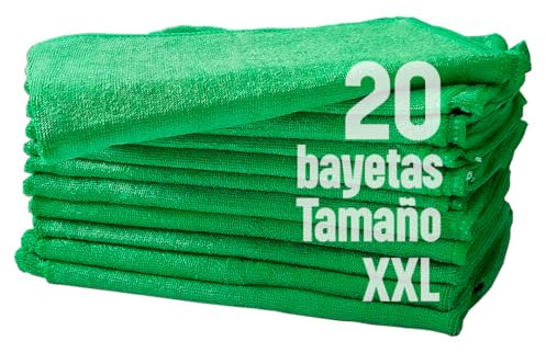 Clim Profesional 20 Bayetas de Microfibra Adi-Eco XXL Multiusos 40x40 cm Color Verde Súper Absorbentes y Reutlizables