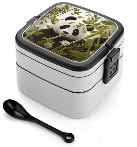 YTLKGFP Bento Box Double Layer Bento Box Panda Printed Lunch Box Reusable Leak Resistant Lunch Box for Dining Out Work Picnic