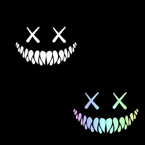 Fokroin 2 Stücke Reflektierend Dämon Smile Aufkleber, Auto Aufkleber, Reflektierende Aufkleber, Motorrad Aufkleber, Reflektierend Auto Aufkleber Geeignet für Autos,Motorräder,Helme