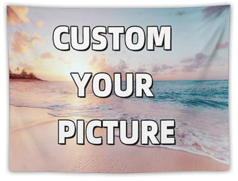 TNFHSOFT Individuelle Tapisserie, Bilder Hochladen, Banner Und Schilder, Personalisierbar Für Hochzeit, Geburtstag, Vatertag, Muttertag, Schlafzimmer, Ästhetisch,75x100cm