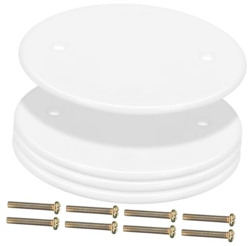 jojofuny 4pcs Round Blanking Plate Covers: 4.3-Inch Ceiling Hole Covers with Screw - Blank Plates for Outlet Cap, Llight Switch, Wall Hole, Electrical Panel, White, PP
