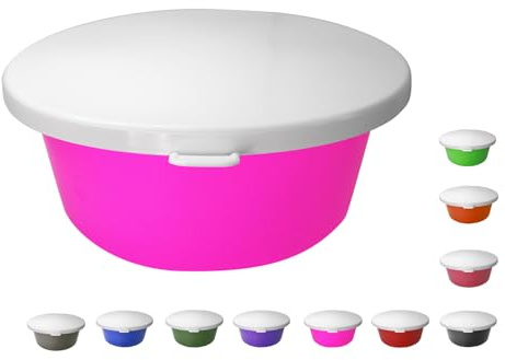 NETPROSHOP 5 Liter Futterschüssel mit Weißem Deckel Müsli Schale groß Lebensmittelecht, Farbe:Pink