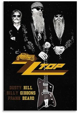 YAWRGJWRG ZZ Top Billy Gibbons Poster, dekoratives ästhetisches Leinwandposter, Wandkunst, Dekor, Wohnzimmer, modernes Familienschlafzimmer, Musik-Filmposter, 30 x 45 cm, ungerahmter Stil