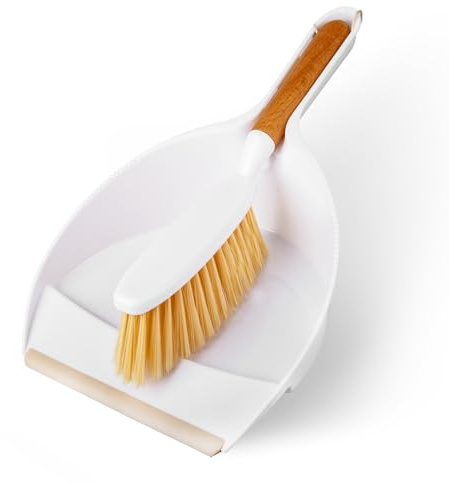Small Dustpan and Brush Set, Mini Broom and Dustpan Set, Wood Hand Broom and Dust Pan Combo Set for Home, Pet Care, Car, 14 x 8.7 inch