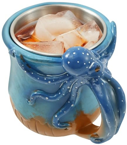 RHAIQBVC Resin Octopus Coffee Mug Creative 3D Coffees Mug Gifts 14 oz Large Capacity Thermal Insulation Octopus Coffee Cup with Liner for Bar Home Decor