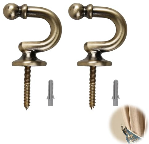 BosuLai 2 Stück Vorhang Holdback, Vorhang Raffhalter Rundkopf | Raffhalter für Vorhänge U-förmige, Vintage Vorhang Haken für Tür, Wand, Vorhänge, Kleidung, Hüte, Bronze