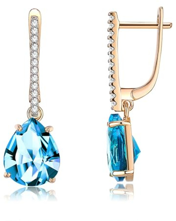 Daesar Ohrringe Gold 750 18K Echtgold Damen, Ohrhänger mit Tropfen Topas und Diamant Hochzeit Ohrringe Braut Nickelfrei