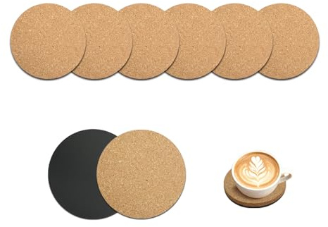 Bamworld Sottovaso in sughero, 10,2 cm, set di 6 sottobicchieri assorbenti in sughero e vassoi antigoccia per interni, fioriere e piante da appartamento, protezione per superfici per tavolo e