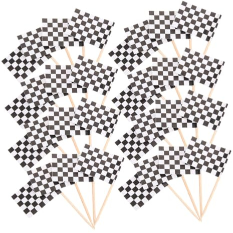 Alipis 360 Stück Mini Karierte Rennflaggen Zahnstocher Cake Cup Flags Kleine Checkered Cake Toppers Picks Party Dekoration für Kuchen Cupcakes Vorspeisen