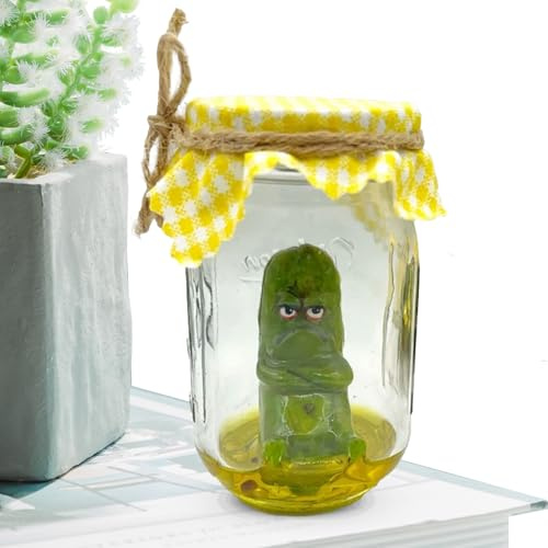 Nexusectar Gurkenglas-Figur – Mini-Essiggurke Im, Handgefertigte Niedliche Skulptur Zur Emotionalen Unterstützung | Kreative Lustige Pickles-Dekoration Für Wohnzimmer, Schreibtisch, Tisch, Stilvolle