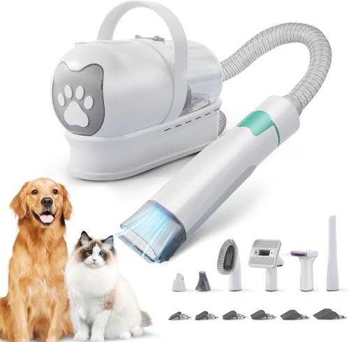 Aspirateur Poil De Chien, Professionnelle Tondeuse Chien, 13000 Pa Aspirateur Poil De Chien Chat Avec 6 Outils De Toilettage, 1L Silencieuse Ultra-Récipient Pour Poil Long Epais