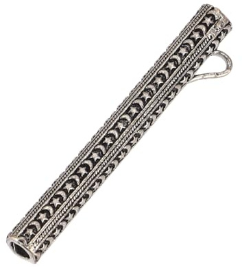 GURU SHOP Ziehrröhrchen Kettenanhänger, Boho Sonne Mond Tube Kettenanhänger - Silber, 6x0 cm