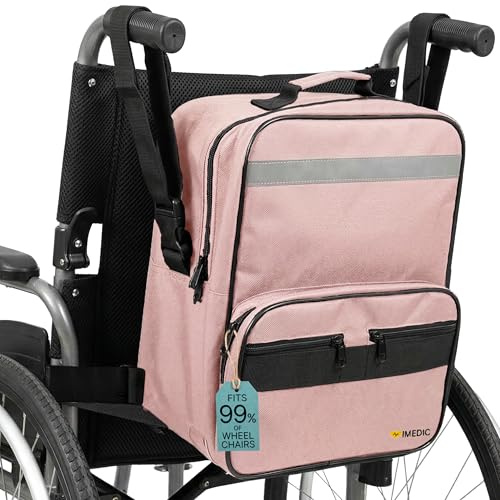 iMedic Deluxe Wheelchair Bag, Pink – Backpack for Back of Chair