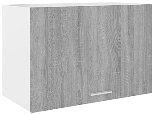 Fisinber Hängeschrank Lyon Grau Sonoma 60x31x40 cm Holzwerkstoff Modernes Design Stabiler Küchenschrank mit Klapp-Türen für Küche Flur Esszimmer