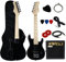 YMC E-Gitarrenset für Kinder, 76,2 cm, mit 5 Watt Verstärker, Gigbag, Gurt, Kabel, Saiten, Plektren und Schraubenschlüssel, Schwarz