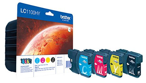Brother LC1100HYVALBP Original InkJet Tintenpatronen mit hoher Kapazität, bis zu 750 Seiten, für DCP6690CW, MFC5890CN, MFC5895CW, MFC6490CW, MFC6890CDW, Multipack, Schwarz/Cyan/Magenta/Magenta. Gelb