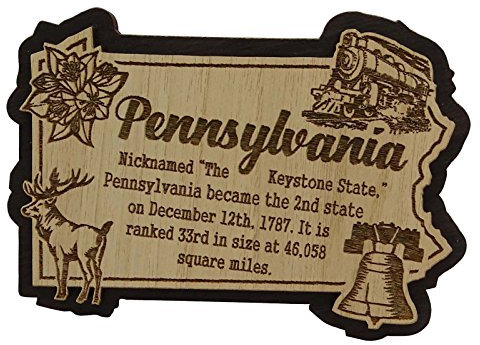 USA Pennsylvania State Map Wooden Magnet Souvenir Fridge Magnet Gift