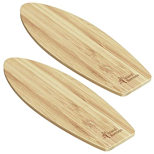 Laguna Bamboo Surf Board Bar Cutting Board Set, 23-inch by 7.5-inch - Earth Friendly Bamboo with Stylish Honey Stripe Design - by Island Bamboo (2 Pack)