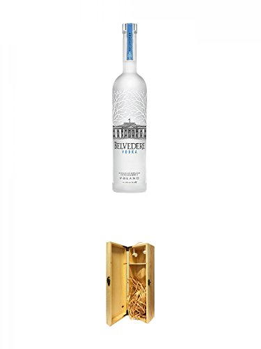 Belvedere Vodka Polen 0,7 Liter + 1a Whisky Holzbox für 1 Flasche mit Hakenverschluss