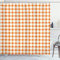 ABAKUHAUS Orange und Weiß Duschvorhang, Plaid-Motiv, Stoffliches Gewebe Badezimmerdekorationsset mit Haken, 175 x 220 cm, Orange und Weiß