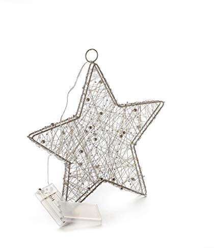 DARO DEKO Lichter-Stern mit 40 LED aus Draht mit Perlenkette verziert