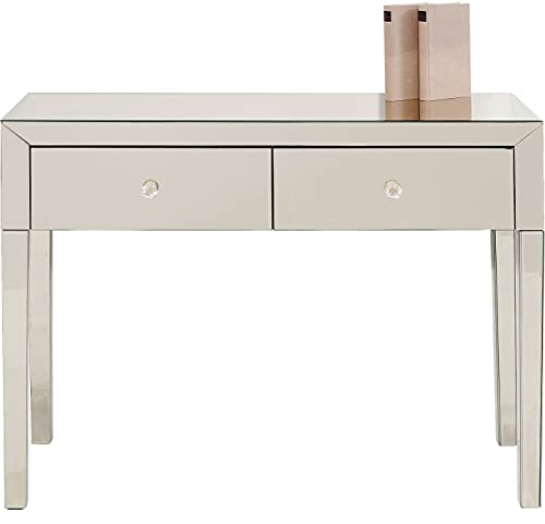 Kare Design Konsole Luxury Pearl, verspiegelt, Schminktisch, Kommode, 2 Schubladen, edle Glasgriffe, zarte, champagnerfarbene Tönung, 79x100x40cm (H/B/T)