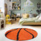 HomebyHome Runder Kinderteppich Hochflor Langflor Shaggy Basketball Design Kinderzimmer Babyzimmer Spielzimmer 30 mm Florhöhe Flauschig Weich Rund, Farbe:Orange, Grösse:120 cm Rund
