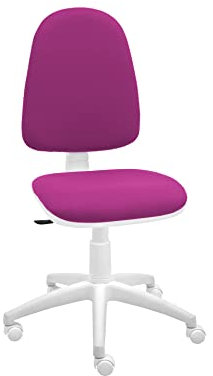 LSC- Silla giratoria ergonómica Mod/Torino Blanca con Ruedas.(Rosa Fucsia)