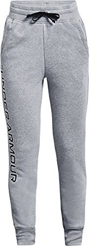 Under Armour Girl's Rival Fleece Joggers, Steel Light Heather Black Black, XS